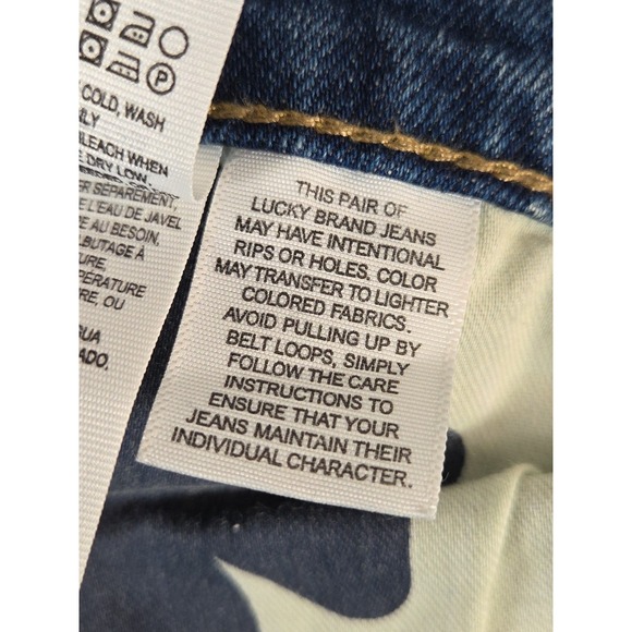 Lucky Brand Sweet Crop Embroidered Hem Jeans 32x28 Stretch Boho Hippie Distress - Picture 10 of 15